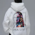 Λευκό muse mona art unisex oversized φούτερ πίσω όψη