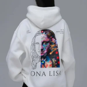 Λευκό muse mona art unisex oversized φούτερ πίσω όψη