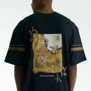 Navy blue muse evolution unisex oversized μπλούζα πίσω όψη