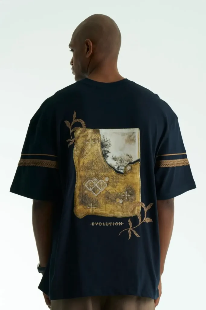 Navy blue muse evolution unisex oversized μπλούζα πίσω όψη