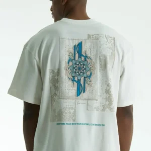 Λευκό muse ornamental unisex oversized μπλούζα πίσω όψη