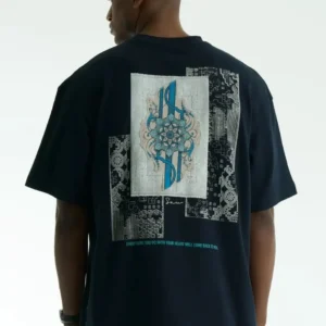 Navy blue muse ornamental unisex oversized μπλούζα πίσω όψη