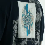 Navy blue muse ornamental unisex oversized μπλούζα πίσω όψη κοντινό