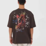 Μαύρο muse phoenix unisex oversized μπλούζα πίσω όψη