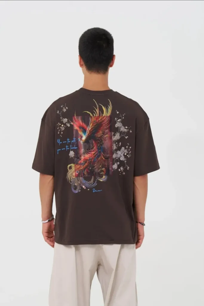 Μαύρο muse phoenix unisex oversized μπλούζα πίσω όψη