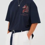Navy muse wild spirit unisex oversized μπλούζα μπροστινή όψη