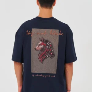 Navy muse wild spirit unisex oversized μπλούζα πίσω όψη