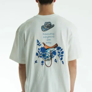Λευκή muse wildflower unisex oversized μπλούζα πίσω όψη