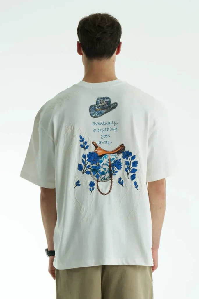 Λευκή muse wildflower unisex oversized μπλούζα πίσω όψη