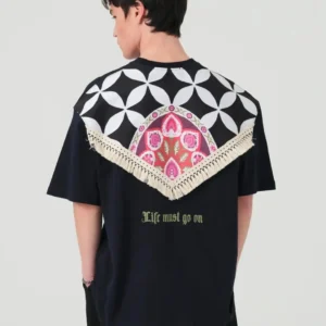 Μπλε muse life must go on unisex oversized μπλούζα πίσω όψη