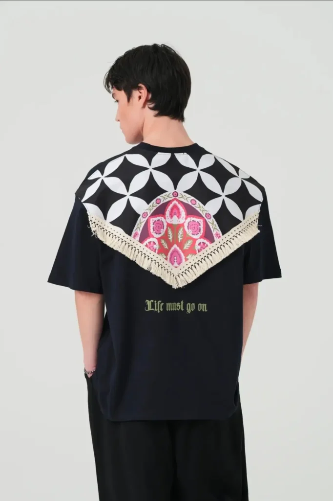 Μπλε muse life must go on unisex oversized μπλούζα πίσω όψη