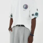 Λευκό muse peacock unisex oversized μπλούζα μπροστινή όψη