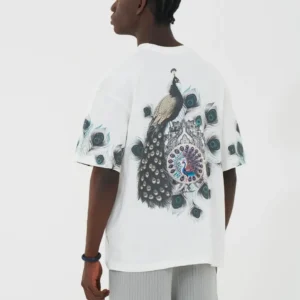Λευκό muse peacock unisex oversized μπλούζα πίσω όψη